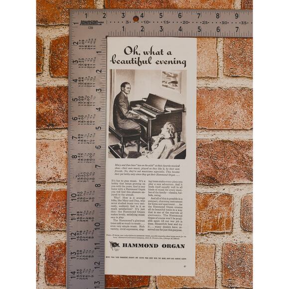 1944 Hammond Organ "Oh What a Beautiful Evening" Man Playing Music Vtg Print Ad - Picture 5 of 6
